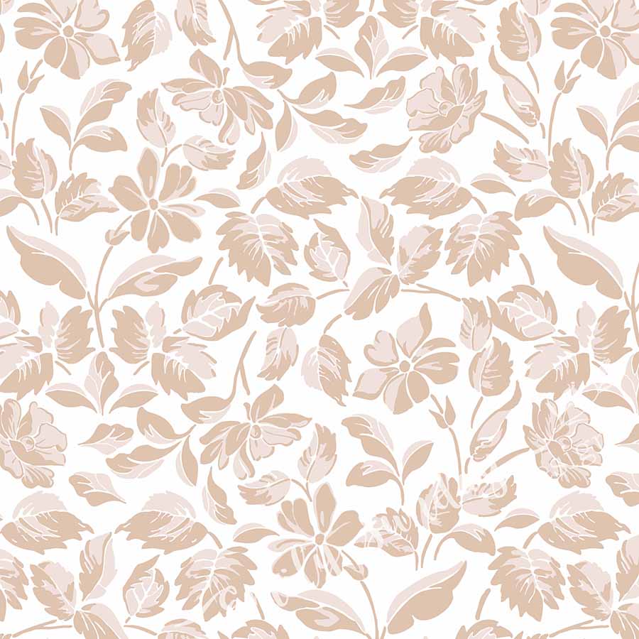 Large Scale Heritage Floral Tapestry White peel and stick wallpaper pattern swatch